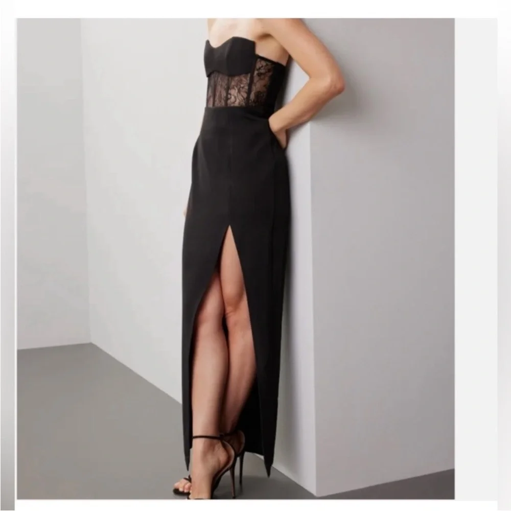 Elegant Black Strapless Lace Dress Size XS - Picture 2 of 12